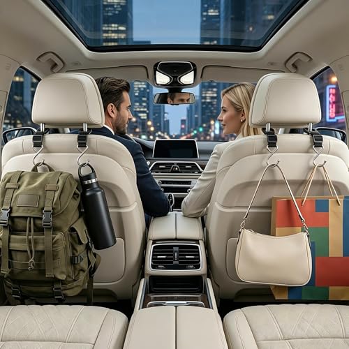 Purse Hook for Car, Safe Flat S-Shape Headrest Hooks for Car, 100 LBS Heavy Duty Car Seat Hooks, Multi-Use Car Bag Hooks & Sports Fence Hook for Bags (2 Pack) - style: DS1