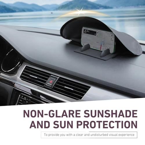 Cell Phone Sun Shade, Sunproof Glare-Proof Center Console Phone Cover, Foldable Installation-Free Dashboard Navigation Sun Shield, Universal for Most Vehicles (Black)