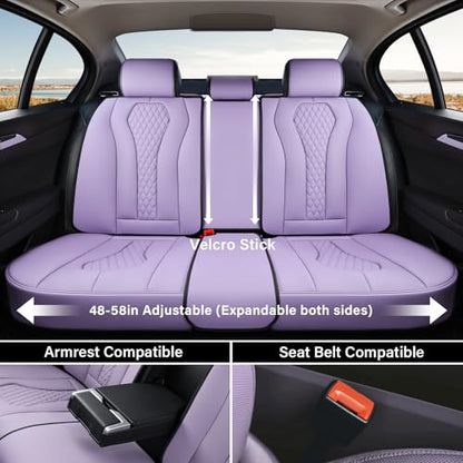 Coverado Purple Car Seat Covers, Back Car Seat Cover, Leather Seat Cover, 3-Pieces Car Seat Cushion, Luxury Seat Cover Seat Protector Universal Fit Most Cars Trucks SUV - color: Purple