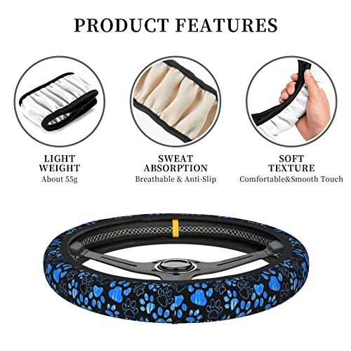 Dog Paw Print Steering Wheel Cover Anti-Slip,Sweat Absorption Universal 15 inch Steering Wheel Covers Cute car Accessories for Men Women - color: 6