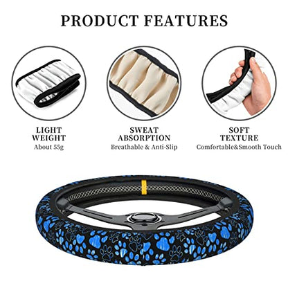 Dog Paw Print Steering Wheel Cover Anti-Slip,Sweat Absorption Universal 15 inch Steering Wheel Covers Cute car Accessories for Men Women - color: 6