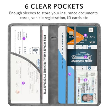 CoBak Car Registration and Insurance Holder - Vehicle Glove Box Car Organizer,Auto Truck Comparment Accessories Case with Magnetic Closure for Driver License,Cards - color: L-Stone Gray