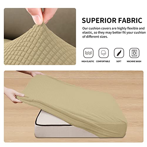Easy-Going Stretch Individual Loveseat Couch Cushion Cover Sofa Cushion Furniture Protector Sofa slipcover Soft Flexibility with Elastic Bottom (2-Piece Loveseat Cushion Cover, Beige) - color: Beige, size: 2-piece