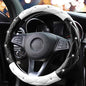 YOGURTCK Cute Diamond Soft Leather Anti-Slip Steering Wheel Cover with Bling Bling Crystal Rhinestones, Universal 15 Inch for Women Girls, Fit Vehicles, Sedans, SUVs, Vans, Trucks - Black and White - color: A-Black and White