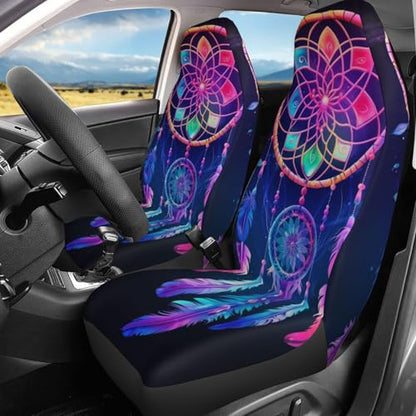 Dujiea Dream Catcher with Feathers Car Front Seat Covers 2 Pcs Universal Auto Seat Covers Front Seats Only, Vehicle Bucket Seat Protectors Fit for Most Car SUV Sedan and Truck - color: Dream Catcher With Feathers