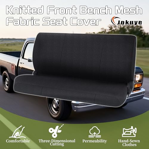 Jokuye Heavy Duty Universal Bench Seat Covers for Ford for Chevrolet for Dodge Full Size Pickup Trucks with Storage Pockets - Black - color: Black, size: Sandwich mesh