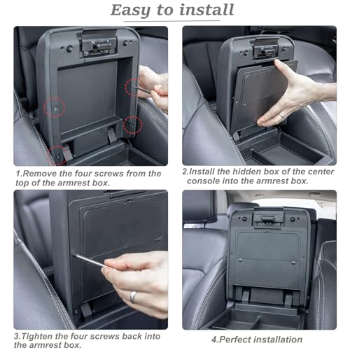 Center Console Hidden Box Organizer Compatible with 2024 2025 2026 Toyota Tacoma Accessories Armrest Secret Compartment Press to Open and Close（Patented Design） - color: for Tacoma 2024+