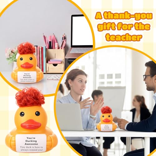 Civaner 7 Inch Emotional Giant Rubber Duck with Positive Message Thank You Gifts Motivational Rubber Duck Gift for Desk, Office, Home Decor Graduation(Who You are) - style: Who You Are