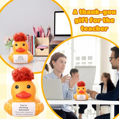 Civaner 7 Inch Emotional Giant Rubber Duck with Positive Message Thank You Gifts Motivational Rubber Duck Gift for Desk, Office, Home Decor Graduation(Who You are) - style: Who You Are
