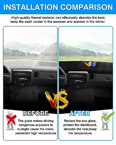 Autorder Dashboard Cover Mat for 1987 1988 1989 1990 1991 Ford F150 F250 F350 Bronco Accessories Dash Cover Dash Mat Glare UV Rays Dashboard Protector - size: 1987-1991 F150 F250 F350