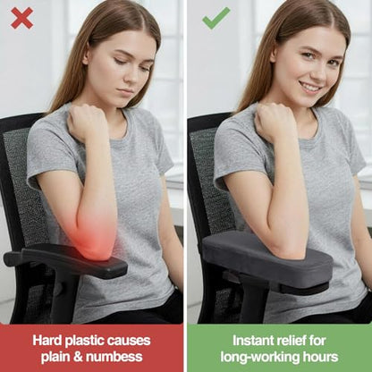 Smiry Ergonomic Office Chair Armrest Pads, Memory Foam Arm Rest Covers, Non-Slip Armrest Cushion with Adjustable Buckles and Straps, Elbow Relief for Desk, Gaming & Wheelchair (Dark Grey, Set of 2) - color: Dark Grey