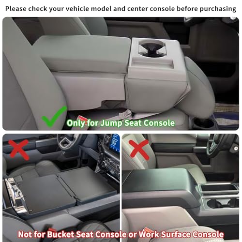Center Console Seat Headrest Organizer for 2011-2024 2025 2026 Ford F150 F250 F350 F450 F550 F650 Accessories, Storage Tray with Non-Slip Rubber Mat (Jump Seat Only)