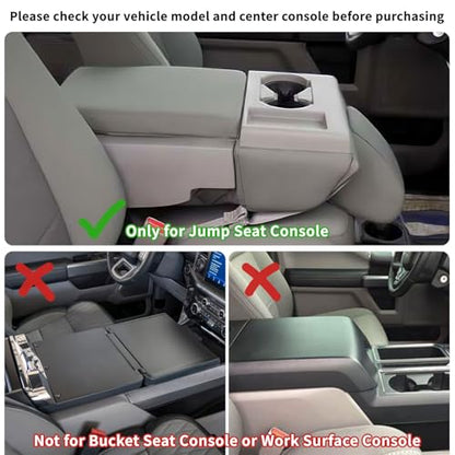 Center Console Seat Headrest Organizer for 2011-2024 2025 2026 Ford F150 F250 F350 F450 F550 F650 Accessories, Storage Tray with Non-Slip Rubber Mat (Jump Seat Only)