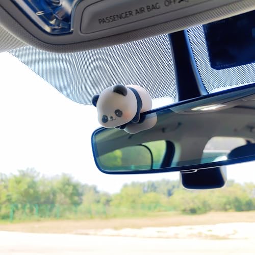 Cute Furry Animal Rear View Mirror Accessories, Car Dashboard Ornament Center Screen Decoration Rearview Mirror Charm, Car Accessories Interior Decor for Women/Men - style: Panda