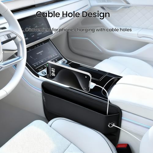 2026 2 Pack Car Seat Gap Filler Organizer, Universal Premium Leather Front Seat Side Organizer, Gap Filler for Car, Phone, Sunglasses, Keys, SUV Truck