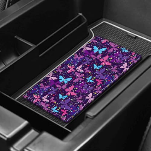 Leather Car Registration and Insurance Card Holder, Cute Car Accessories Vehicle Glove Box Car Organizer for Documents, Cards, License Cute Purple Butterfly - color: Cute Purple Butterfly