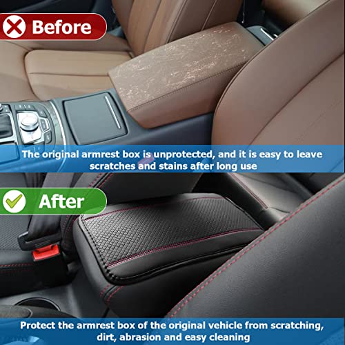 Moly Magnolia Auto Center Console Pad, PU Leather Car Armrest Seat Box Cover, Waterproof Non Slip Soft Armrest Box Cushion Protector, Car Accessories Universal for SUV, Truck, Van (Black/Pink) - color: Style 2-Black/Pink