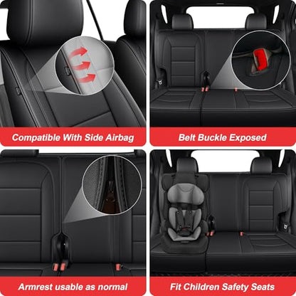 TTX LIGHTING Car Seat Covers for Chevrolet Chevy Equinox 2018-2024 Seat Covers Waterproof 5 Seats Fulll Set Breathable Faux Leather Custom Fit Car Protector Cushion Accessories - size: 17.Equinox 2018-2024 5 Seat Full Set