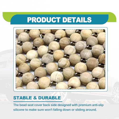 Four Seasons Natural Wood Beaded Car Seat Cushion, Auto Ventilated Breathable Seat Cushion, Seat Pad Mat Comfy Cool Massage Car Seat Cushion for Truck, RV, Pickup
