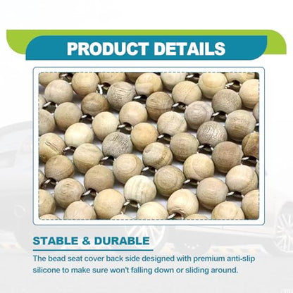 Four Seasons Natural Wood Beaded Car Seat Cushion, Auto Ventilated Breathable Seat Cushion, Seat Pad Mat Comfy Cool Massage Car Seat Cushion for Truck, RV, Pickup