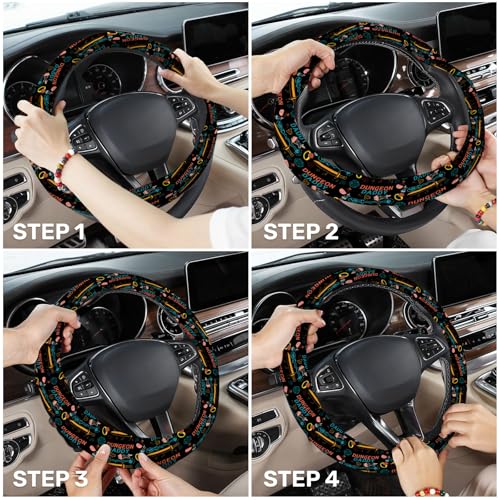 GENANY Dungeon Daddy Steering Wheel Cover, Non Slip Polyester Car Wheel Protector for Car SUV Truck, Universal 15 Inch - color: Dungeon Daddy