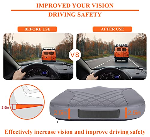 kingphenix Premium Car Seat Cushion, Memory Foam Driver Seat Cushion to Improve Driving View- Coccyx & Lower Back Pain Relief - Seat Cushion for Car, Truck, Office Chair (Leather Gray) - color: Leather Gray