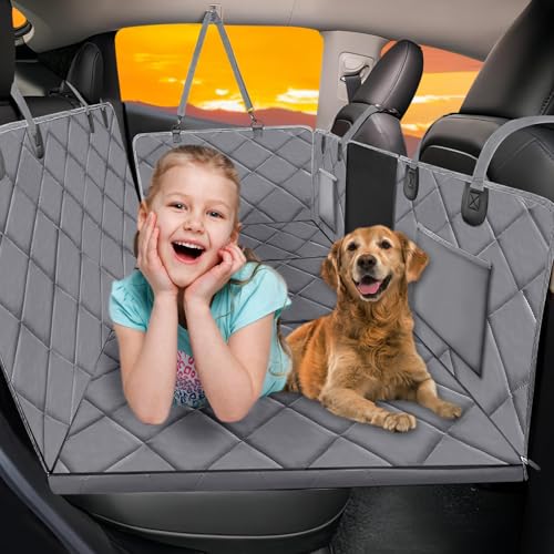 Back Seat Extender for Dogs-Large Space, Dog Car Seat Cover Hard Bottom Holds 420lb, Sturdy Backseat Extender for Dogs, Upgraded Waterproof Pet Car Bed Dog Hammock for Car, SUV, Truck, Grey - color: Grey, size: L - For Cars/ Mid-Size SUV/ Small Truck
