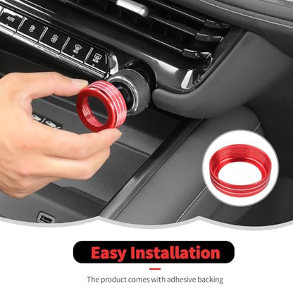RT-TCZ Center Console Switch Knob Button Cover AC Radio Switch Knob Cover Trim Interior Accessories for Chevrolet Chevy Tahoe 2024 2025,7PCS (Red) - color: Red