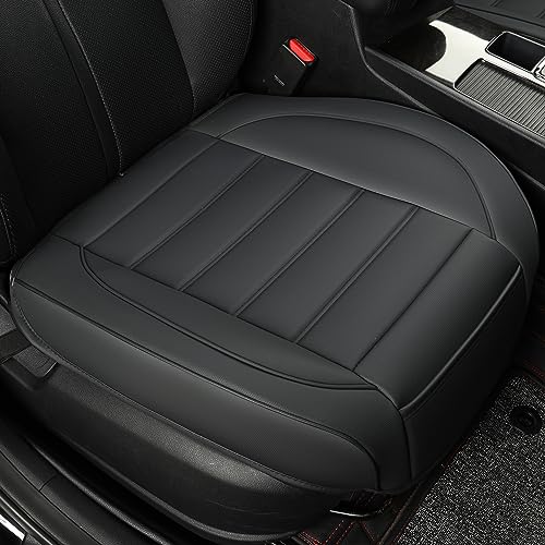 1 Pack Leather Front Car Seat Covers,Bottom Seat Covers for Cars,Driver Car Seat Cushion Cover,Luxury Seat Protectors,Waterproof,Full Wrap,for Most Vehicles,Sedan,Truck,SUV(Black)