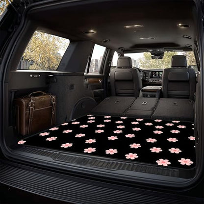 Universal Car Trunk Mat 29" x 39", Little Pink Flowers Print All Weather Durable Cargo Mat Protector for SUV, Truck, Van | Stylish Cargo Liner Cover Leopard Print Car Accessories - color: Little Pink Flowers