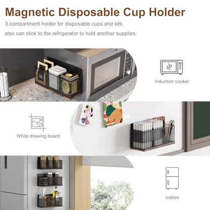 TQVAI K Cup Holder - 60 Capsule Capacity 2 Tier Sliding Pods Storage Drawer with Disposable Cups & Lids Holder, Coffee Bar Station Organizer for Countertop, Black