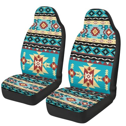 Aztec Car Seat Covers Set of 2 Breathable Universal Vehicle Front Seats Interior Protector Easy to Install Interior Protection Suitable Fits Most Car Auto SUV Sedan - color: Aztec