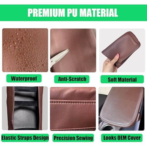 Center Console Cover for Toyota Avalon 2013-2018, Premium PU Leather Middle Console Cover Scratch-Resistant & Stylish Upgrade for Toyota Avalon Interior Accessories - size: 3) 13-18 |Avalon| Brown,Thin Size