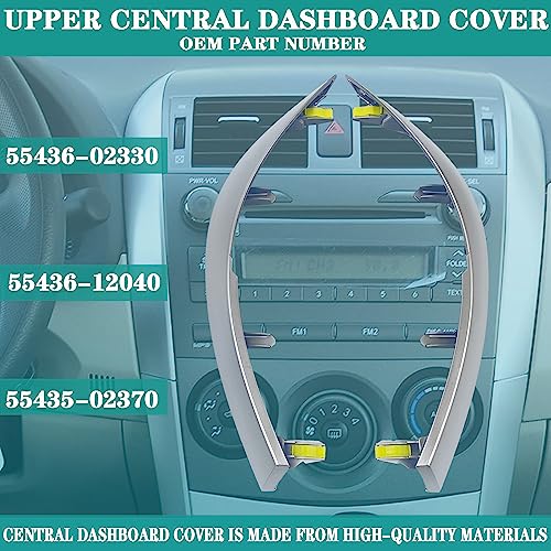 2Pcs Car Upper Central Dashboard Cover Trim Strip Compatible with 2009 2010 2011 2012 2013 Toyota Corolla Replaces# 55436-12040 55436-02330 55435-02370 Left & Right Side Dash Board Strips