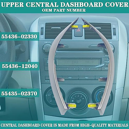 2Pcs Car Upper Central Dashboard Cover Trim Strip Compatible with 2009 2010 2011 2012 2013 Toyota Corolla Replaces# 55436-12040 55436-02330 55435-02370 Left & Right Side Dash Board Strips