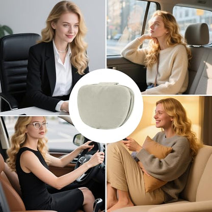 Car Headrest Pillow for Driving, Dual-Sided Leather Design Neck Pillow, Breathable Softness Neck Support, Universal Fit Head Rest Travel Pillow, Off White (Beige), 1 Pack - color: Off White (Light Gray)