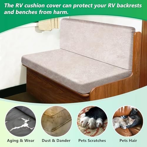 molasofa Leather Like RV Dinette Cushion Covers, RV Booth Seat Cover Stretchable Camper Cushion Couch Covers Washable Slipcovers for Camper Car Bench (1 Backrest Cover & 1 Bench Cover, Beige) - color: Beige02, size: 1 Bench Cover & 1 Backrest Cover