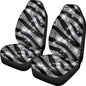 Silver-Grey Zebra Print Car Front Seat Covers, Thin Breathable Easy to Install Automotive Bucket Seat Covers Fits Most Cars SUV Trucks, 2 Piece - color: Silver-grey Zebra