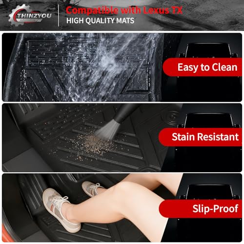 Floor Mats Compatible with 2024 2025 2026 Lexus TX350 TX500h TX550h+ 6&7 Seats Cargo Mat Trunk Liner Back Seat Cover All Weather TX Accessories (Floor Mats+Trunk Mat with Backrest Mat) - style: For Lexus TX | 2024-2026