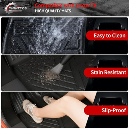 Floor Mats Compatible with 2024 2025 2026 Lexus TX350 TX500h TX550h+ 6&7 Seats Cargo Mat Trunk Liner Back Seat Cover All Weather TX Accessories (Floor Mats+Trunk Mat with Backrest Mat) - style: For Lexus TX | 2024-2026
