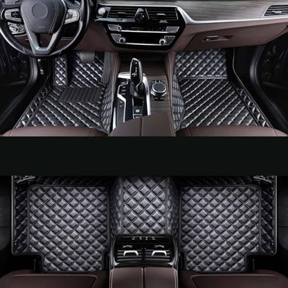 Customized car Floor mats are Suitable for 99% of Vehicle Models (sedans/Trucks/SUVs), Anti-Slip Floor mat Leather Set Provides Comprehensive Protection for the Original car Carpet. (Black=)