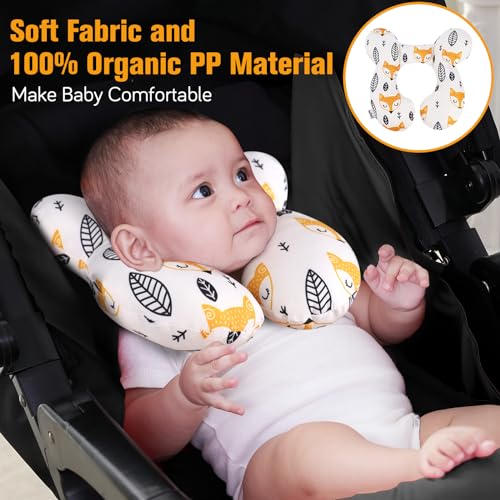 KAKIBLIN Baby Neck Pillow, Upgraded Baby Support Pillow for Head and Neck, Babies Head Pillow for Car Seat, Stroller, Pushchair,Travel(Yellow Fox) - color: Yellow Fox