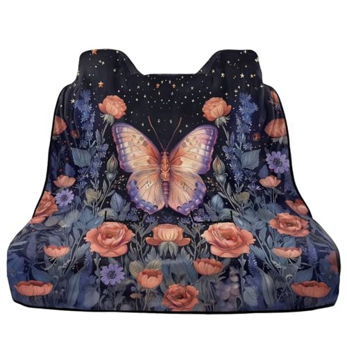 Butterfly Rose Daisy Flower Print Waterproof Backseat Cover Waterproof Rear Bench Towel Seat Covers, Car Seat Protector for Gym Swimming, Universal Fits for Truck Van and SUV - color: Butterfly Rose Daisy Flower