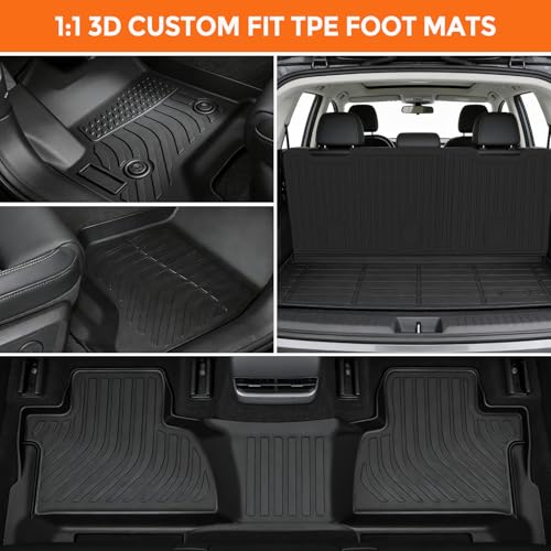 Floor Mats for Chevy Tahoe 2015-2020 and for GMC Yukon 2015-2020 (for Bucket Seat, Not for XL), Heavy Duty TPE All Weather Protection, Waterproof Non-Slip (Floor Mats & Cargo Liner & Seatback Mat) - style: 03) For Chevy Tahoe Bucket Seat | 2015-2020 | & F
