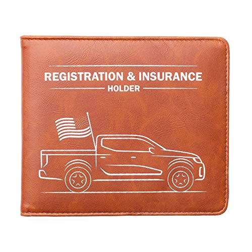 CANOPUS Car Registration and Insurance Holder with Magnetic Closure, Car Document Holder, Vehicle Glove Box Organizer, Wallet for Auto, Motorcycle, Truck and More, 1 Pack with EZ Pass Strip, Truck - color: Brown, size: Truck