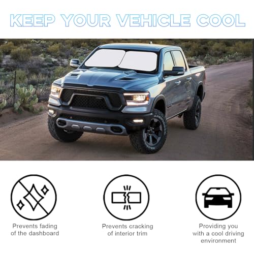 2 PCS Car Windshield Sun Shade, Auto Sun Heat and UV Rays Blocker, 33"×36" Foldable Automotive Front Window Sunshade Protector, Universal Vehicle Interior Accessories (Silver-L) - color: Silver-L (33×36 inches)