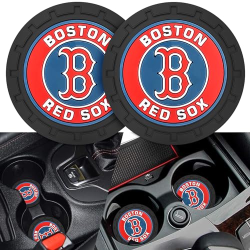 2PCS Car Cup Holder Coaster,Auto Cup Holder Insert Coaster for Boston Red Sox Baseball Fans, Non-Slip Car Drink Mat, Interior Accessories, Red Sox - color: For Reds
