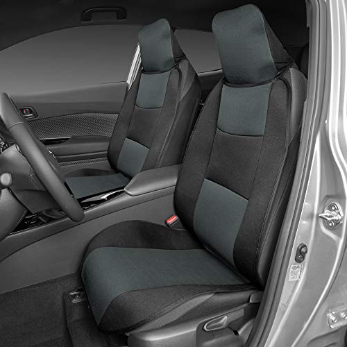 BDK EasyFit Car Seat Covers for Front Seats, Gray – Front Seat Cover Set with Integrated Headrest Cover, Quick Slip-On Installation and Two-Tone Accent, Fits Most Car Truck Van SUV - color: Charcoal