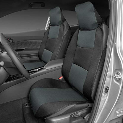 BDK EasyFit Car Seat Covers for Front Seats, Gray – Front Seat Cover Set with Integrated Headrest Cover, Quick Slip-On Installation and Two-Tone Accent, Fits Most Car Truck Van SUV - color: Charcoal