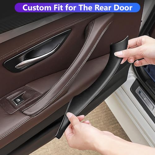 for BMW 5 Series F10/F11 2011-2017, LHD Car Door Inner Handle Panel Trim Cover Interior Protector Stickers Accessories (4pcs, Black)